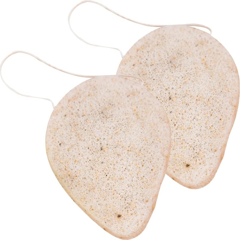 Natural Walnut Seed Facial Cleansing Sponge 2Pcs Set Reusable Exfoliating Face Wash Puff - Image 1